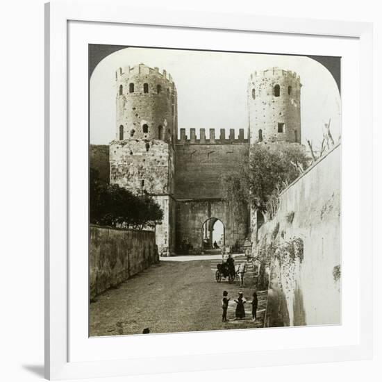 Gate of St Sebastian in the Aurelian Wall, Rome, Italy-Underwood & Underwood-Framed Photographic Print