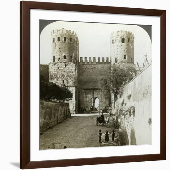 Gate of St Sebastian in the Aurelian Wall, Rome, Italy-Underwood & Underwood-Framed Photographic Print