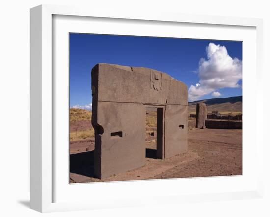 Gate of the Sun at the Site of Tiahuanaco, Lake Titicaca, in Bolivia-Simanor Eitan-Framed Photographic Print