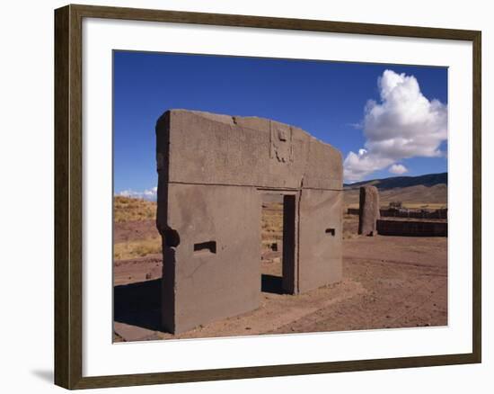 Gate of the Sun at the Site of Tiahuanaco, Lake Titicaca, in Bolivia-Simanor Eitan-Framed Photographic Print