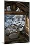 Gate on snowy Japanese garden, Okochi-sanso villa, Kyoto, Japan, Asia-Damien Douxchamps-Mounted Photographic Print