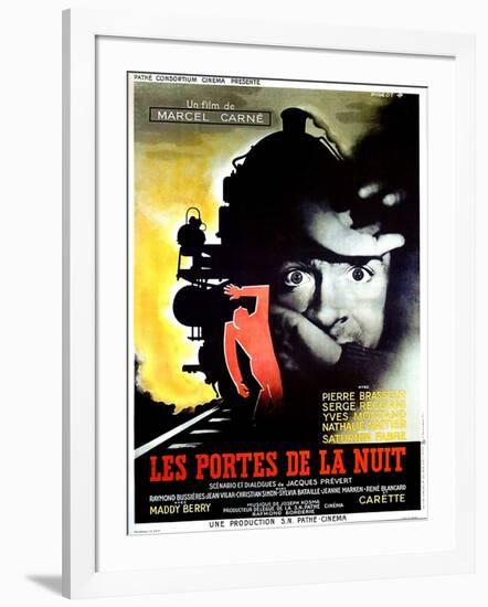 Gates of the Night, (aka Les Portes de la Nuit), French poster, Yves Montand, 1946-null-Framed Art Print