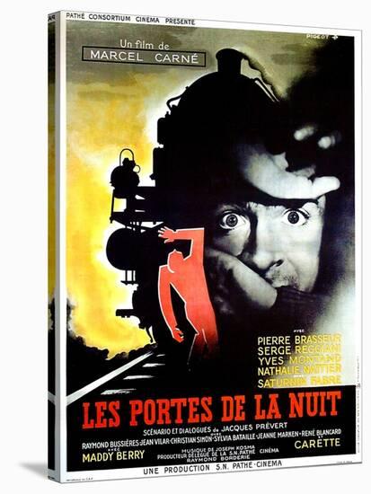 Gates of the Night, (aka Les Portes de la Nuit), French poster, Yves Montand, 1946-null-Stretched Canvas