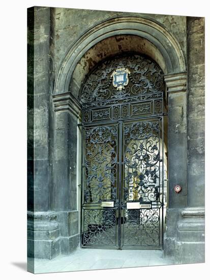 Gates, Transom Panel and Overthrow from the Clarendon Building, Oxford, circa 1710 (Wrought Iron)-Jean Tijou-Stretched Canvas