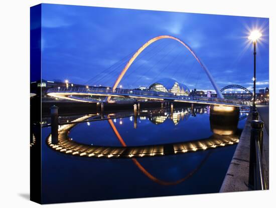 Gateshead Millennium Bridge and the Sage at Dusk, Newcastle, Tyne and Wear, England, United Kingdom-Mark Sunderland-Stretched Canvas