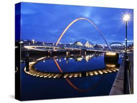 Gateshead Millennium Bridge and the Sage at Dusk, Newcastle, Tyne and Wear, England, United Kingdom-Mark Sunderland-Stretched Canvas