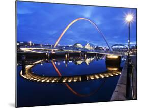 Gateshead Millennium Bridge and the Sage at Dusk, Newcastle, Tyne and Wear, England, United Kingdom-Mark Sunderland-Mounted Photographic Print