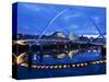 Gateshead Millennium Bridge, the Sage and the River Tyne Between Newcastle and Gateshead, at Dusk, -Mark Sunderland-Stretched Canvas