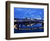 Gateshead Millennium Bridge, the Sage and the River Tyne Between Newcastle and Gateshead, at Dusk, -Mark Sunderland-Framed Photographic Print