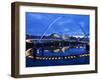 Gateshead Millennium Bridge, the Sage and the River Tyne Between Newcastle and Gateshead, at Dusk, -Mark Sunderland-Framed Photographic Print