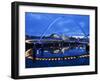 Gateshead Millennium Bridge, the Sage and the River Tyne Between Newcastle and Gateshead, at Dusk, -Mark Sunderland-Framed Photographic Print