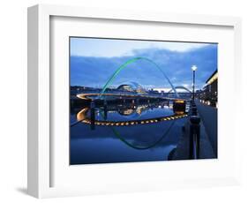 Gateshead Millennium Bridge, the Sage and Tyne Bridge at Dusk, Spanning the River Tyne Between Newc-Mark Sunderland-Framed Photographic Print