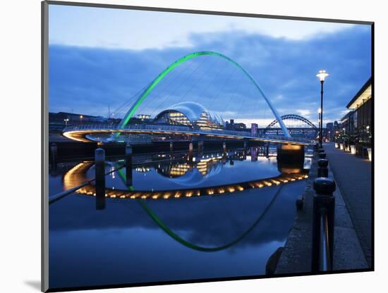 Gateshead Millennium Bridge, the Sage and Tyne Bridge at Dusk, Spanning the River Tyne Between Newc-Mark Sunderland-Mounted Photographic Print