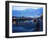 Gateshead Millennium Bridge, the Sage and Tyne Bridge at Dusk, Spanning the River Tyne Between Newc-Mark Sunderland-Framed Photographic Print