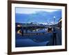 Gateshead Millennium Bridge, the Sage and Tyne Bridge at Dusk, Spanning the River Tyne Between Newc-Mark Sunderland-Framed Photographic Print