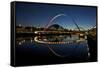 Gateshead Quays with Sage Gateshead and Millennium Bridge at Night-Peter Barritt-Framed Stretched Canvas