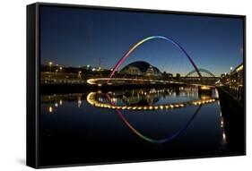 Gateshead Quays with Sage Gateshead and Millennium Bridge at Night-Peter Barritt-Framed Stretched Canvas