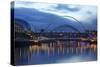 Gateshead Quays with Sage Gateshead and Millennium Bridge at Night-Peter Barritt-Stretched Canvas