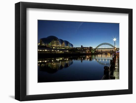 Gateshead Quays with Sage Gateshead and Tyne Bridge at Night-Peter Barritt-Framed Photographic Print