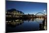 Gateshead Quays with Sage Gateshead and Tyne Bridge at Night-Peter Barritt-Mounted Photographic Print