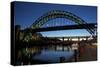 Gateshead Quays with Tyne Bridge and River Tyne Swing Bridge at Night-Peter Barritt-Stretched Canvas