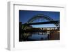 Gateshead Quays with Tyne Bridge and River Tyne Swing Bridge at Night-Peter Barritt-Framed Photographic Print