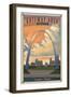 Gateway Arch National Park, Missouri - Lithograph National Park Series - Lantern Press Artwork-Lantern Press-Framed Art Print