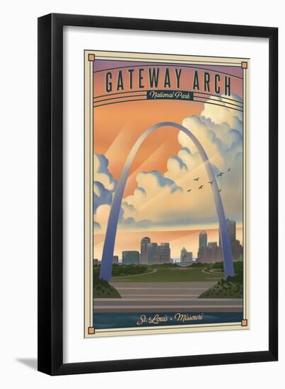 Gateway Arch National Park, Missouri - Lithograph National Park Series - Lantern Press Artwork-Lantern Press-Framed Art Print