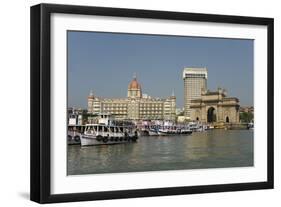 Gateway of India on the Dockside Beside the Taj Mahal Hotel, Mumbai, India, Asia-Tony Waltham-Framed Photographic Print