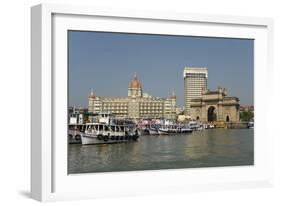 Gateway of India on the Dockside Beside the Taj Mahal Hotel, Mumbai, India, Asia-Tony Waltham-Framed Photographic Print