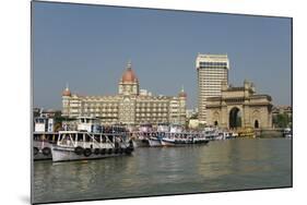 Gateway of India on the Dockside Beside the Taj Mahal Hotel, Mumbai, India, Asia-Tony Waltham-Mounted Photographic Print