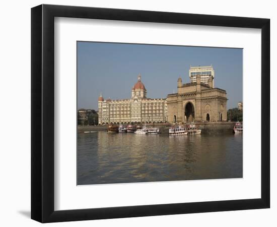 Gateway of India with Taj Mahal Palace and Tower Hotel in the background, Colaba, Mumbai, Mahara...-null-Framed Photographic Print