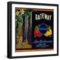 Gateway Orange Label - Lemon Cove, CA-Lantern Press-Framed Art Print