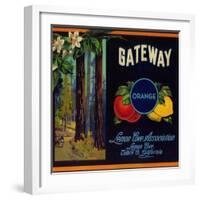 Gateway Orange Label - Lemon Cove, CA-Lantern Press-Framed Art Print