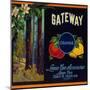 Gateway Orange Label - Lemon Cove, CA-Lantern Press-Mounted Art Print