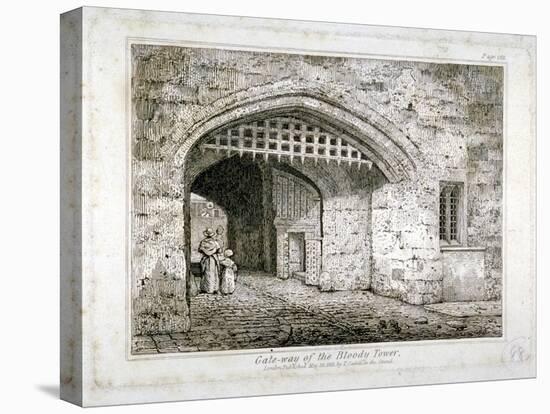 Gateway to the Bloody Tower, Tower of London, 1821-null-Stretched Canvas