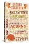 Gather Together - Thanksgiving Typography with Turkey-Lantern Press-Stretched Canvas