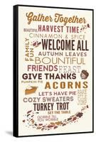 Gather Together - Thanksgiving Typography-Lantern Press-Framed Stretched Canvas
