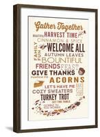 Gather Together - Thanksgiving Typography-Lantern Press-Framed Art Print