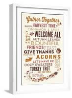 Gather Together - Thanksgiving Typography-Lantern Press-Framed Art Print