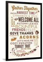 Gather Together - Thanksgiving Typography-Lantern Press-Framed Art Print