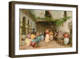 Gathering around the Spanish Dancer in Seville-Jose Ruiz Blasco-Framed Giclee Print