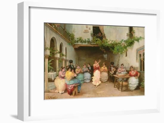 Gathering around the Spanish Dancer in Seville-Jose Ruiz Blasco-Framed Giclee Print