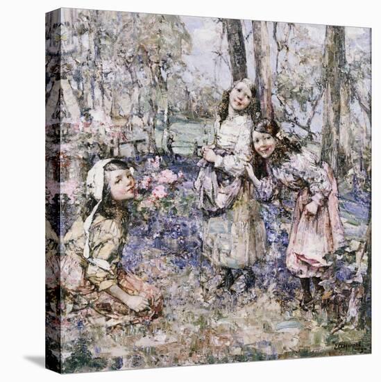 Gathering Bluebells, 1909-Edward Atkinson Hornel-Stretched Canvas