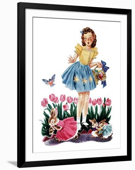 Gathering Eggs - Child Life-Keith Ward-Framed Giclee Print