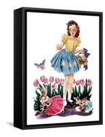 Gathering Eggs - Child Life-Keith Ward-Framed Stretched Canvas