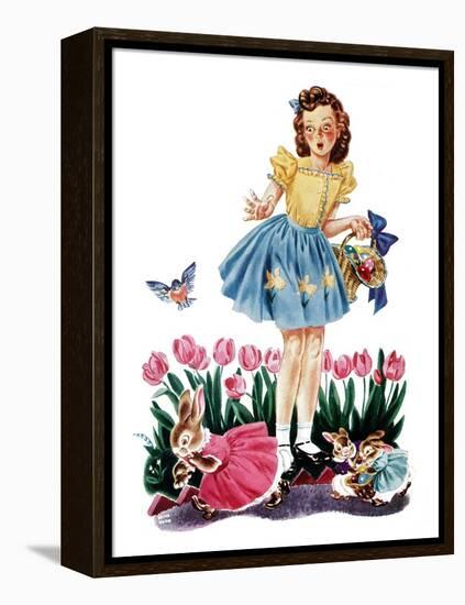 Gathering Eggs - Child Life-Keith Ward-Framed Stretched Canvas