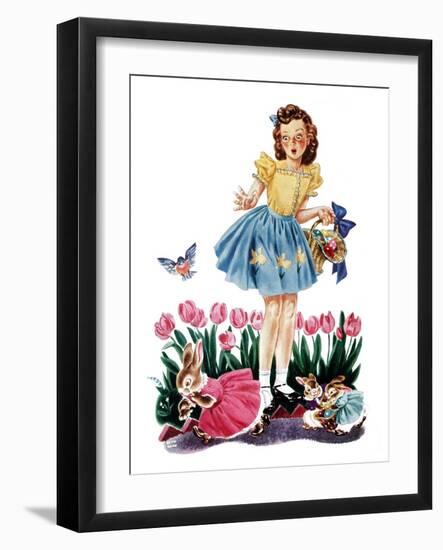 Gathering Eggs - Child Life-Keith Ward-Framed Giclee Print