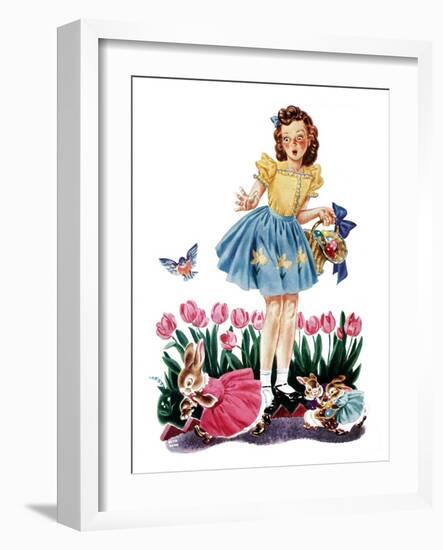 Gathering Eggs - Child Life-Keith Ward-Framed Giclee Print