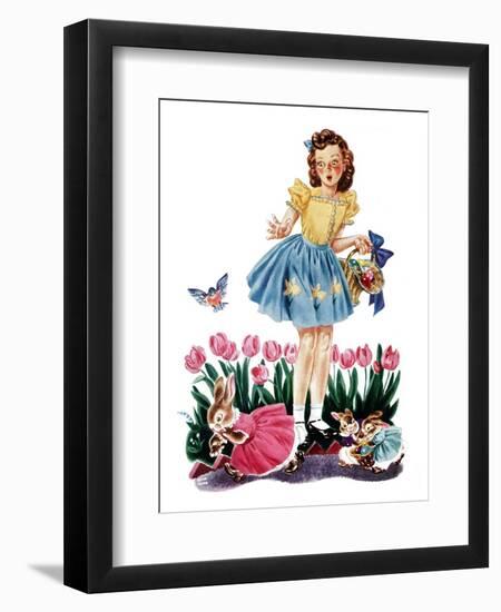 Gathering Eggs - Child Life-Keith Ward-Framed Premium Giclee Print